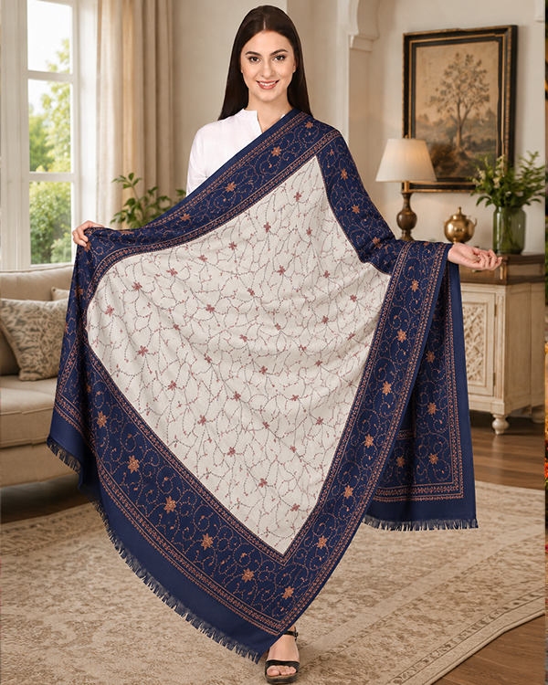 Semi Pashmina Tie Dye Jaal Shawl