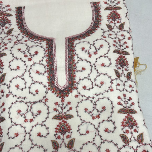 Poly Wool Handwork Embroidery Suit (White)