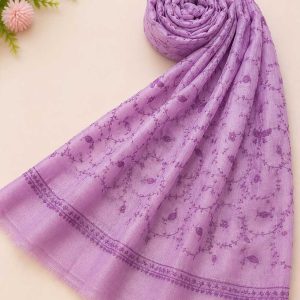 Semi Pashmina 2/72 Full Embroidery Jaal Shawl (Lavender)