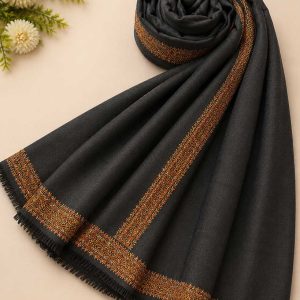 Semi Pashmina Four-Side Shawl (Black)